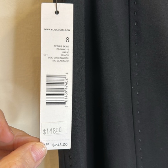 ELIE TAHARI FERRIS SKIRT NWT 95% VIRGIN WOOL LINED SIDE ZIP SIZE 8 - Picture 3 of 6